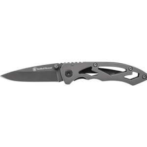 Smith & Wesson Skeletonized 2.20" Folding Drop Point Knife, Plain Stainless Steel Blade with Pocket Clip - CK400CP
