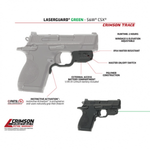 Crimson Trace LG-Laserguard CSX - Green Laser, Black, Fits Smith & Wesson - 013000173