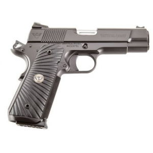 Wilson Combat TCCOM45 1911 Commander Tactical Carry 45 ACP 4.25" 8+1 Overall Black Carbon Steel with Black G10 Starburst Grip