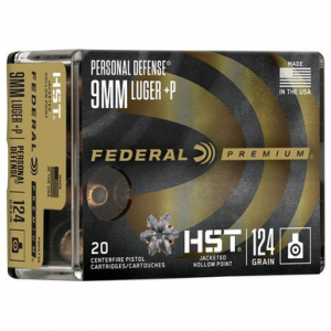 eral P9HST3S Premium Personal Defense 9mmLuger P 124gr HST Jacketed Hollow Point 20 Per Box Ammo