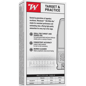 Winchester Ammo Q4238 USA 40S&W 180gr Full Metal Jacket 50 Per Box