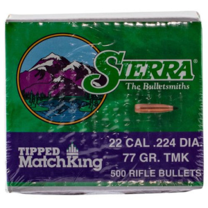 Sierra 7177C Tipped MatchKing .22 Cal .224 77 gr Tipped MatchKing 500