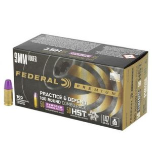 eral P9HST2TM100 Practice & Defend 9mm Luger 147 Gr HST/Synthetic 100 Bx/ 5 Cs Ammo