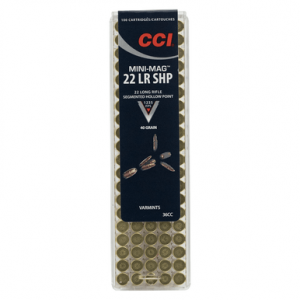  36CC Mini-Mag High Velocity 22 LR 40 Gr Segmented Hollow Point 100 Per Box Ammo