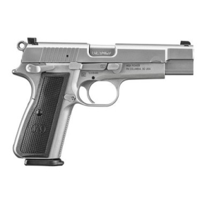 FN 66101116 High Power 9mm Luger 4.70" Barrel 10+1, Textured Stainless Steel Frame, Black Polymer Grip (Gray Grip Included), Manual Safety