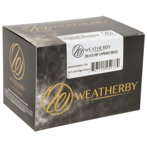 Weatherby Unprimed Cases 280ACKLEY Rifle, 50/Box - BRASS280ACT50