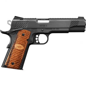 Kimber 3200117 Raptor II 45 ACP 8+1 5" Matte Black Front Serrations Steel Slide Zebrawood w/ Scale Pattern and Kimber Logo Grip
