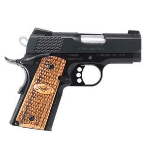 Kimber 3200150CA Ultra Raptor II (CA) 45 ACP 7+1 3" Matte Black Steel Slide Zebra Wood, Scale Pattern Kimber Logo Grip
