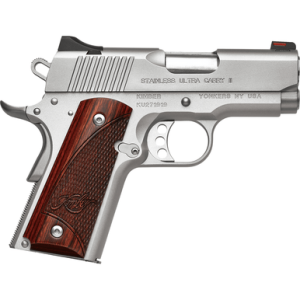 Kimber 3200330 Stainless Ultra Carry II 45ACP 7+1 3" Satin Silver Stainless Steel Slide Rosewood w/ Kimber logo Grip