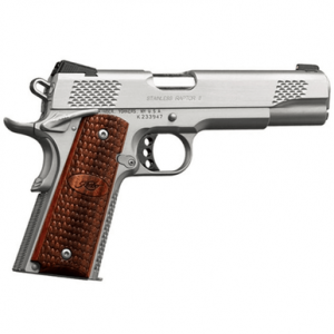 Kimber 3200181 Stainless Raptor II 45ACP 8+1 5" Front Serrations Stainless Steel Slide Satin Silver w/ Brush Polished Flats Zebrawood w/ Scale Pattern and Kimber Logo Grip
