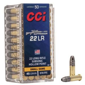  957 Suppressor Small Game 22 LR 45 Gr Lead Hollow Point 50 Per Box/ 100 Case Ammo