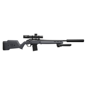 Magpul Hunter American Stock Gray Adjustable Synthetic Stock with Aluminum Chassis for Short Action Ruger American Right Hand Includes STANAG Mag Well - MAG1207GRY