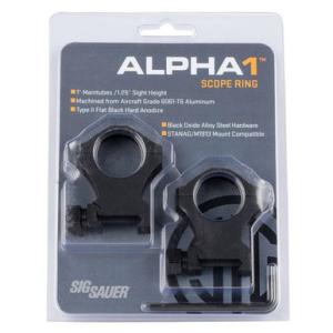 Sig Sauer Electro-Optics SOA10022 Alpha1 Hunting Scope Ring Set Weaver Extra High 1" Black Powder Coated Aluminum