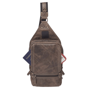Gun Tote'n Mamas/Kingport GTMCZY108 Sling Backpack Brown Leather Includes Standard Holster