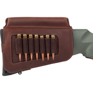 Allen Company Allen 8519 Westcliff Buttstock Cartridge Carrier 7rd Capacity Leather Rifle Buttstock Mount Features Raised Cheek Piece - $43.69 at DEGuns