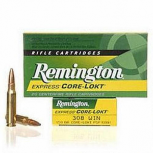 ington Express .308 Winchester Ammunition 20 Rounds 150 Grain Core-Lokt PSP Soft Point Projectile 2820fps Ammo