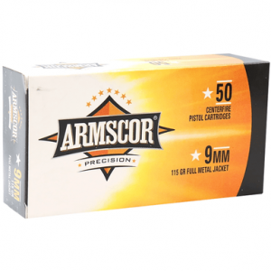 scor 50043PH USA 9mm 115 Gr Full Metal Jacket 50 Per Box/ 20 Case Ammo