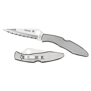 Spyderco C07P Police 4.13" Folding Spear Point Plain VG-10 Stainless Steel Blade/ Stainless Handle
