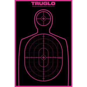 TruGlo TG13P6 Tru-See Handgun Target Self-Adhesive Heavy Paper Black/Pink 12"x18" Silhouette 6 Pack