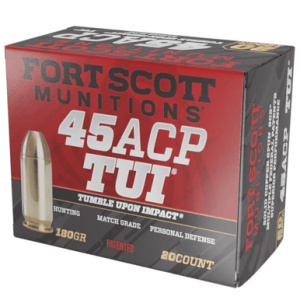 Fort Scott Munitions Tumble Upon Impact (TUI), 45 ACP 20 Per Box/25 Case - 450180SCV
