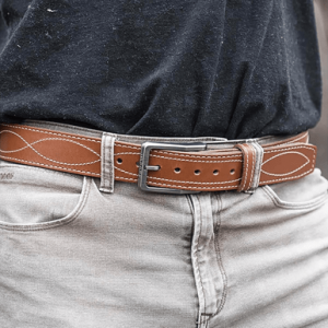 Magpul Tejas EL Pistolero Belt, Light Brown Bull Hide 46" 1.50" Wide Buckle Closure - MAG127623046