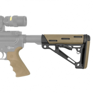 Hogue OverMolded Collapsible Buttstock, Synthetic Material FDE Rubber Finger Grooved Grip for AR-15, M16 - 15356
