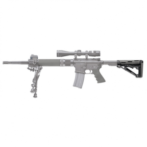 Hogue OverMolded Collapsible Buttstock, Synthetic Material Slate Gray Rubber Finger Grooved Grip for AR-15, M16 - 15556