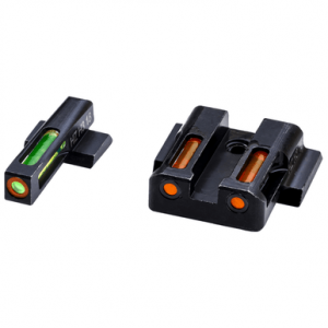 HiViz LiteWave H3 Sight Set for S&W Shield, Green Tritium Orange Outline Front Sight-Orange Fiber Optic Rear Sight - MPSN621