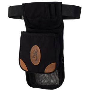 Browning 121388993 Lona Deluxe Shell Pouch Black/Tan Canvas/Leather Adjustable