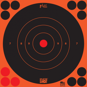 Pro-Shot SplatterShot Self-Adhesive Paper Target, Black/Orange 8" Bullseye 6 Pack - 8BORNG6PK