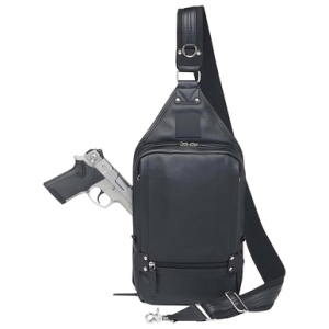 Gun Tote'n Mamas/Kingport Sling Backpack, Black Leather Includes Standard Holster - GTM108BK