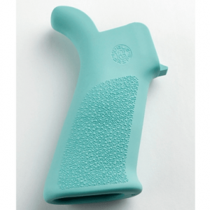 Hogue OverMolded Beavertail Gun Grip, Cobblestone Aqua Blue Rubber Pistol Grip for AR-15, M16 - 13034