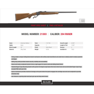 RUGER NO. 1V VARMINTER 204 RUGER BL/WD