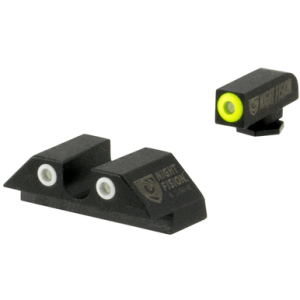 Night Fision Tritium Night Sights For Glock, Green Tritium Yellow Outline Front Sight-Green Tritium White Outline Rear Sight Glock 17/17L/19/22 - GLK001007YGW