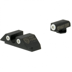 Night Fision Tritium Night Sights For Glock, Green Tritium White Outline Front Sight-Green Tritium White Outline Rear Sight Glock 17/17L/19/22 - GLK001007WGW
