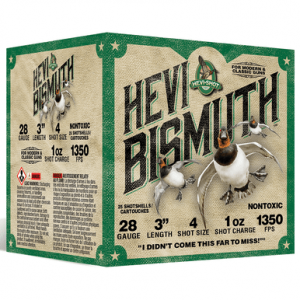I-Shot HS18434 HEVI-Bismuth Waterfowl 28 Gauge 3 1oz 4Shot 25 Per Box Ammo