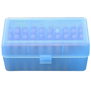 MTM Case-Gard R-50 Multi-Caliber/28 Gauge Rifle/Shotgun Ammo Box 50rd Clear Blue Polypropylene - RMLD5024