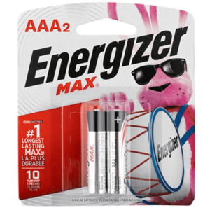 Energizer Max AAA Batteries, Black/Silver 1.5V Alkaline Qty (2) Single Pack - E92BP2