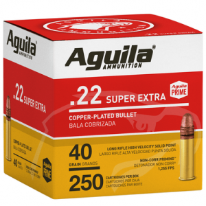 ila 1B221100 Super Extra Rimfire 22LR 40gr Copper Plated Solid Point 250 Per Box Ammo