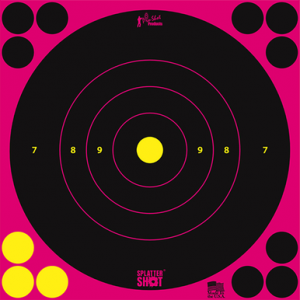 Pro-Shot SplatterShot Self-Adhesive Paper Target, Black/Pink 8" Bullseye 6 Pack - 8BPINK6PK