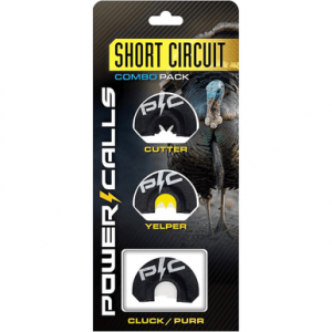 Power Calls Short Circuit Combo Game Calls, Diaphragm Call Turkey Hen Sounds Attracts Turkeys Black 3 Pack - 24226