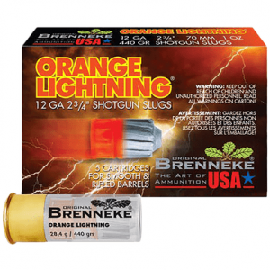 nneke SL122OL Orange Lightning 12 Gauge 2.75 1oz Slug Shot 5 Per Box Ammo