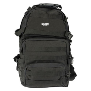 Rukx Gear ATICT3DB Tactical 3 Day Water Resistant Black 600D Polyester with Molle Webbing, Hook & Loop Panel, 4 Storage Areas 16" x 10" x 10"