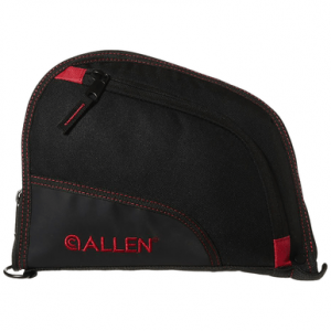 Allen 7738 Auto-Fit Handgun Case Black Endura w/Red Trim, Foam Padding, Knit Lining, Mag Sleeve, Storage Pocket & Lockable Zipper 9" L