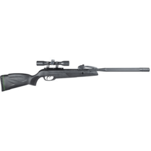 Gamo Swarm Whisper Air Rifle, Gas Piston Pellet Black Fluted/Rifled Barrel, Black Receiver Fixed All Weather Stock Scope 4x32mm 10rd 22Cal - 611006875554