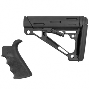 Hogue OverMolded Combo Kit Black Synthetic with Collapsible Stock & Beavertail Grip for Commercial Buffer Tube - 15055