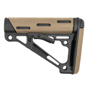 Hogue OverMolded Collapsible Buttstock Black with Flat Dark Earth Rubber for AR-15/M16/M4 with Mil-Spec Buffer Tube - 15340