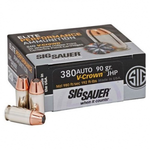  Sauer Elite V-Crown .380 ACP 90 Grain JHP 20 Round Box Ammo