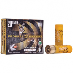 eral Trophy Copper Tipped Sabot Slug 20 Gauge 2.75 275 Grain 5 Round Box Ammo