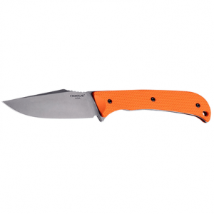 Hogue Extrak Fixed Knife, 3.30" Clip Point Plain Stone Tumbled CPM M4 Tool Steel Blade, Blaze Orange Textured G10 Scales Handle - 35860